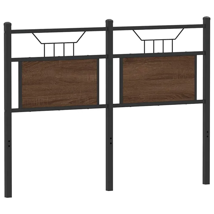 vidaXL Cabecero de madera de ingeniería y acero marrón roble 120 cm (2)