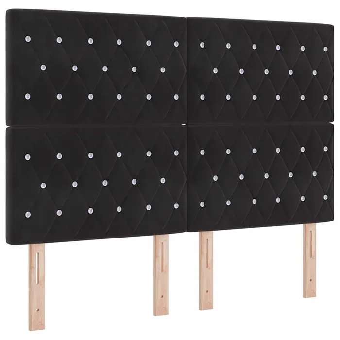 vidaXL Cabecero de Terciopelo Argyle Manual Negro 140 cm Terciopelo (2)