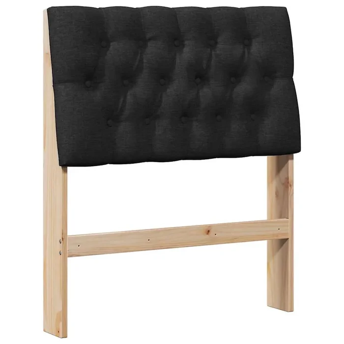 vidaXL Cabecero tapizado Negro 75 cm Madera de pino macizo