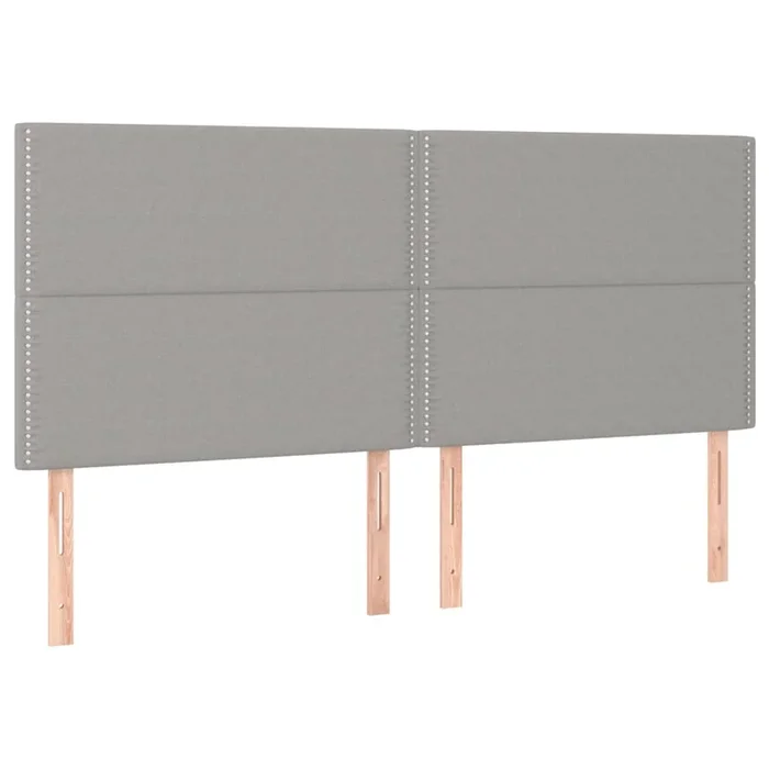 vidaXL Cabeceros 4 unidades de tela gris claro 100x5x78/88 cm (2)