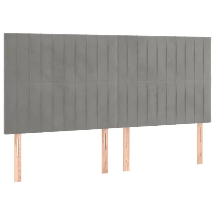 vidaXL Cabeceros 4 unidades de terciopelo gris claro 100x5x78/88 cm (3)