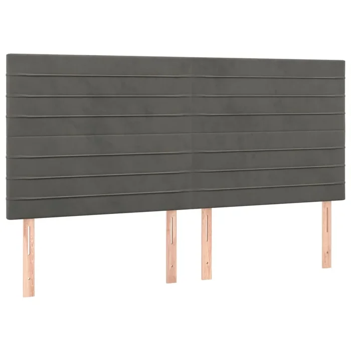 vidaXL Cabeceros 4 unidades de terciopelo gris oscuro 90x5x78/88 cm (4)