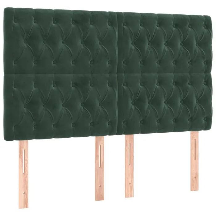vidaXL Cabeceros 4 unidades de terciopelo verde oscuro 72x7x78/88 cm