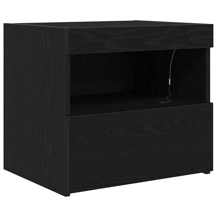vidaXL Cabinet de Noche con cajón Roble negro 50 x 40 x 45 cm