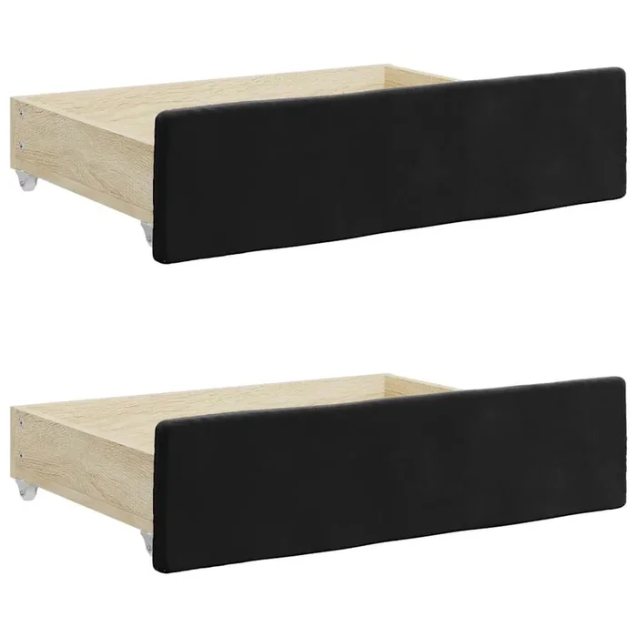 vidaXL Cajones de cama 2 uds madera de ingeniería y terciopelo negro