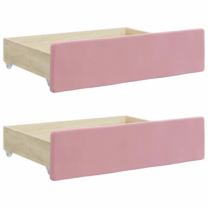 vidaXL Cajones de cama 2 uds madera de ingeniería y terciopelo rosa
