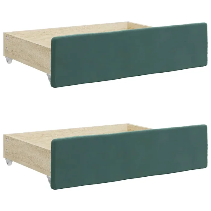 vidaXL Cajones de cama 2 uds madera ingeniería terciopelo verde oscuro