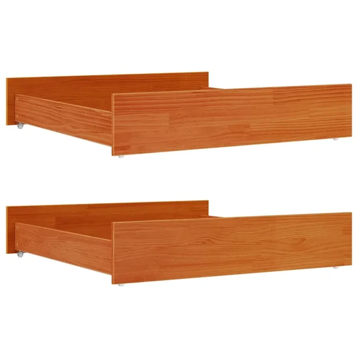 vidaXL Cajones de cama 2 uds madera maciza de pino marrón cera (4)