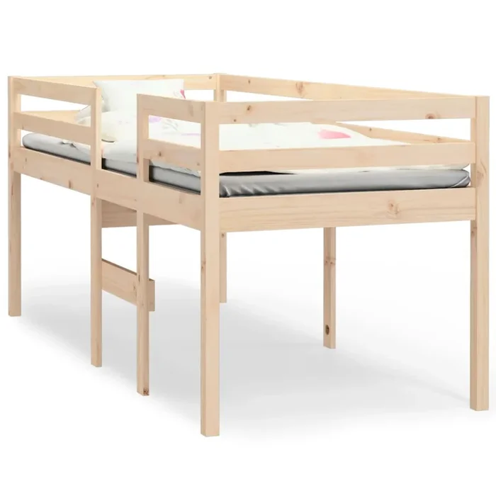 vidaXL Cama alta madera maciza de pino 90×200 cm