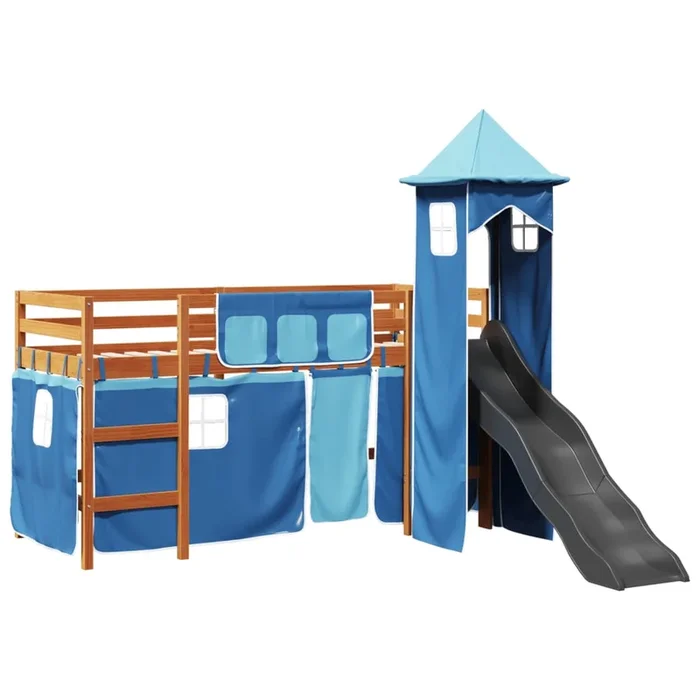 vidaXL Cama alta para niños con torre madera pino azul 80×200 cm (6)
