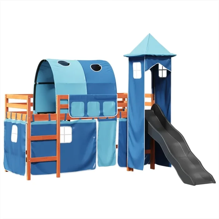 vidaXL Cama alta para niños con torre madera pino azul 80×200 cm