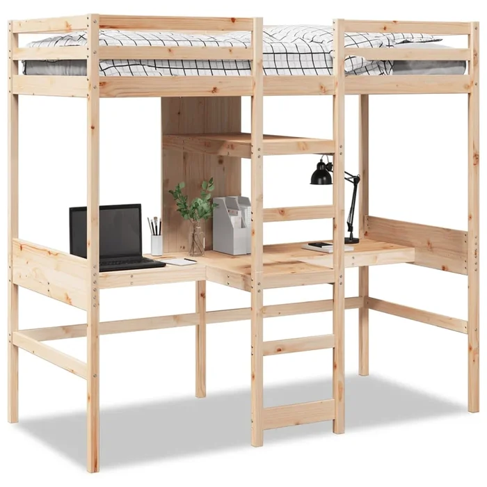 vidaXL Cama alta sin colchón madera maciza de pino 80×200 cm