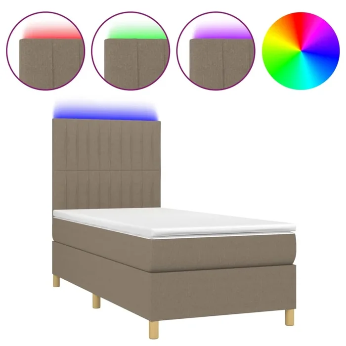vidaXL Cama box spring colchón y luces LED gris taupe 80×200 cm (22)