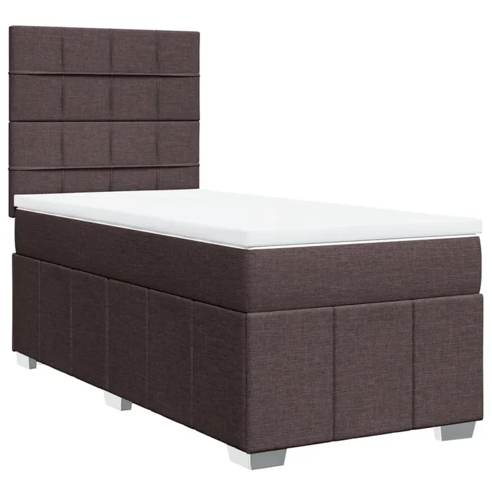 vidaXL Cama box spring con colchón tela marrón oscuro 80×200 cm (43)