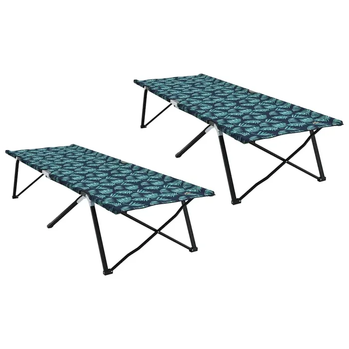 vidaXL Cama de Camping Plegable Manual 2 pcs Estampado de hojas (2)