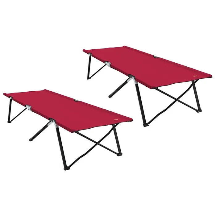 vidaXL Cama de Camping Plegable Manual 2 pcs Rojo 206 x 76 x 74 cm