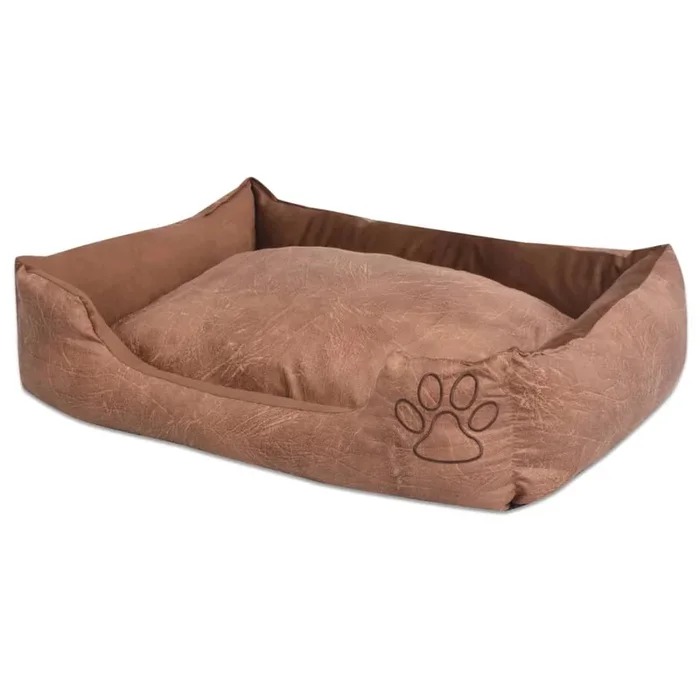 vidaXL Cama para perro con cojín PU cuero artificial talla M beige