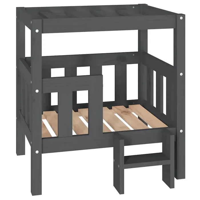 vidaXL Cama para perros madera maciza de pino gris 65,5×50,5×70 cm