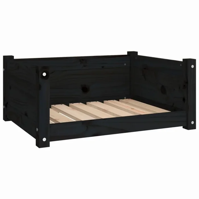 vidaXL Cama para perros madera maciza de pino negro 65,5×50,5×28 cm (2)
