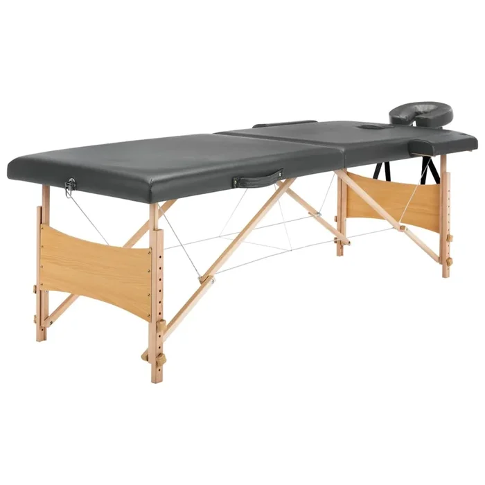 vidaXL Camilla de masaje 2 zonas estructura madera antracita 186×68 cm