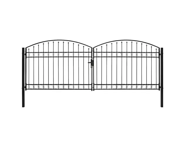 vidaXL cancela de valla doble puerta con arco 400×150 cm acero negro | Brico Depôt Sconto