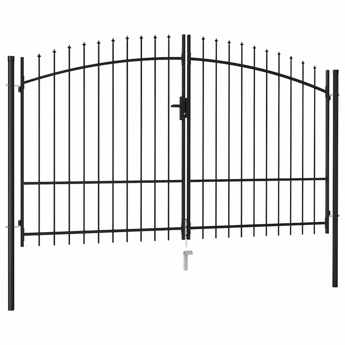 vidaXL Cancela de valla doble puerta con puntas acero negro 3×2 m