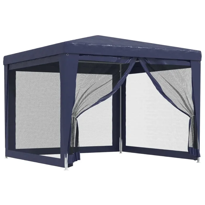 vidaXL Carpa para fiestas con 4 paredes de malla HDPE azul 3×3 m