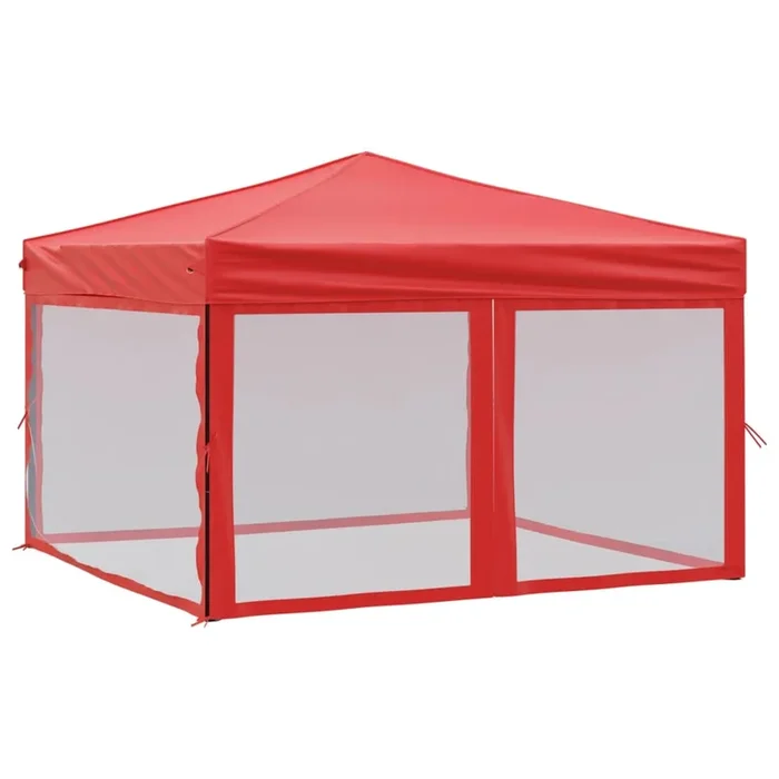vidaXL Carpa para fiestas plegable con paredes laterales rojo 3×3 m (2)