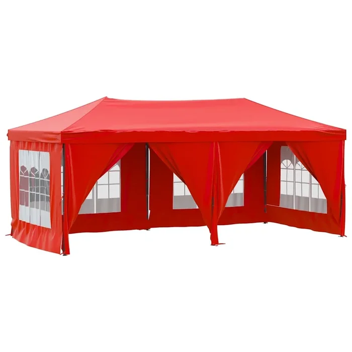 vidaXL Carpa para fiestas plegable con paredes laterales rojo 3×6 m