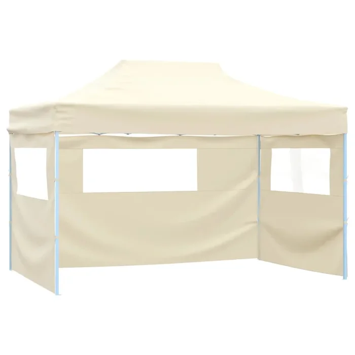 vidaXL Carpa plegable profesional con 3 paredes acero color crema 3x4m