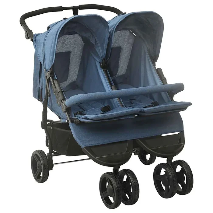 vidaXL Carrito para gemelos de acero azul marino (2)