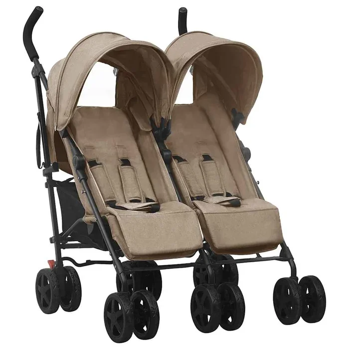 vidaXL Carrito para gemelos de acero gris taupe (2)