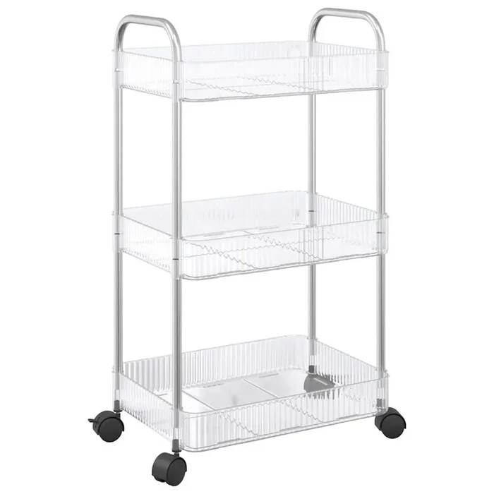 vidaXL Carro de almacenamiento 3 niveles transparente 37x28x68 cm