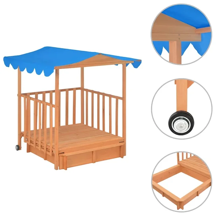 vidaXL Casa de juegos para niños con arenero madera abeto azul UV50