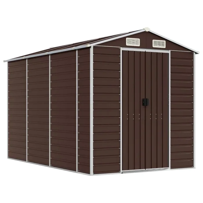 vidaXL Caseta de jardín marrón 191x300x198 cm acero galvanizado