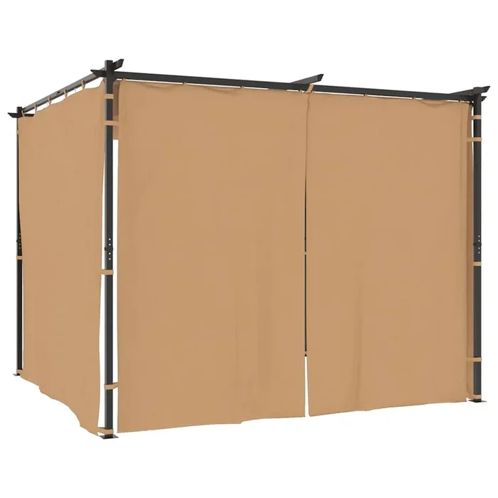 vidaXL Cenador con cortinas acero gris taupe 3×3 m