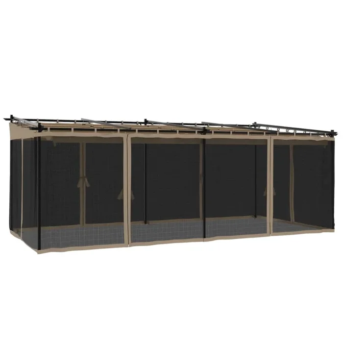 vidaXL Cenador con paredes de malla acero taupe 6×3 m