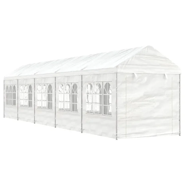 vidaXL Cenador con techo polietileno blanco 11,15×2,28×2,69 m (2)