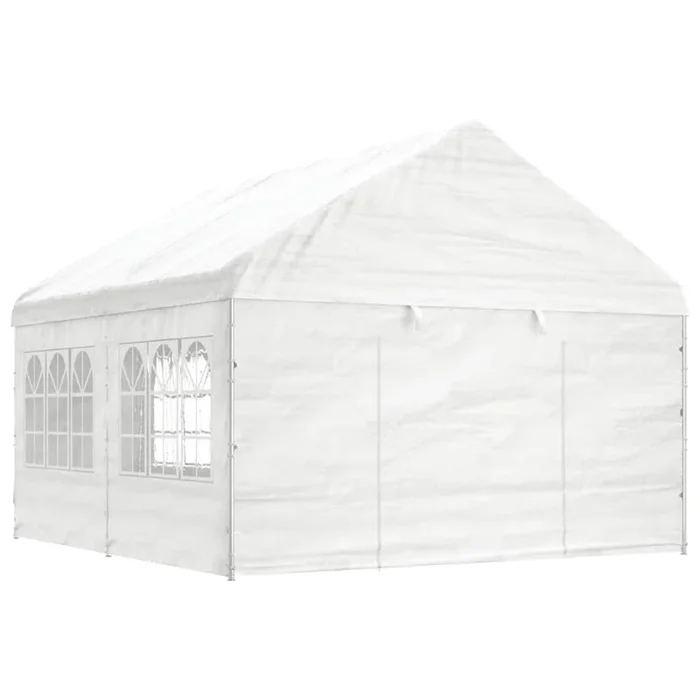 vidaXL Cenador con techo polietileno blanco 4,46×4,08×3,22 m