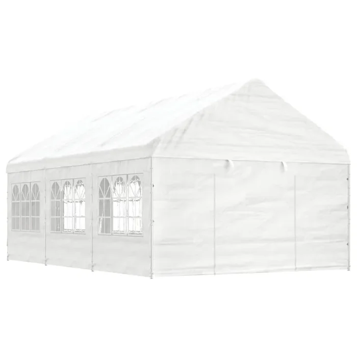 vidaXL Cenador con techo polietileno blanco 6,69×4,08×3,22 m