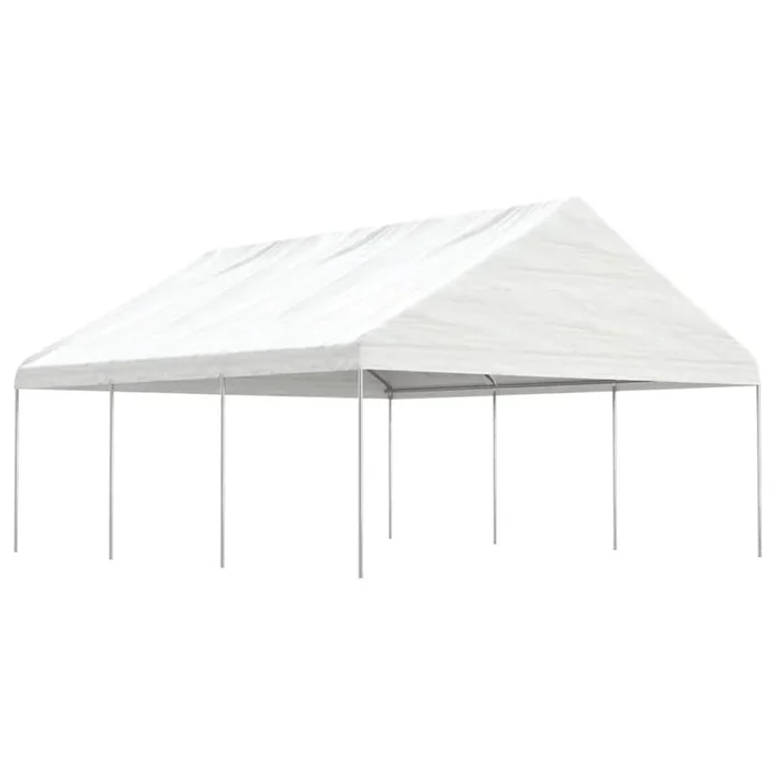 vidaXL Cenador con techo polietileno blanco 6,69×5,88×3,75 m (2)