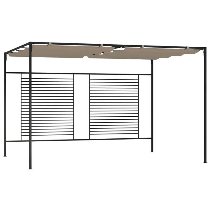 vidaXL Cenador con techo retráctil gris taupe 3x4x2,3 m 180 g/m²