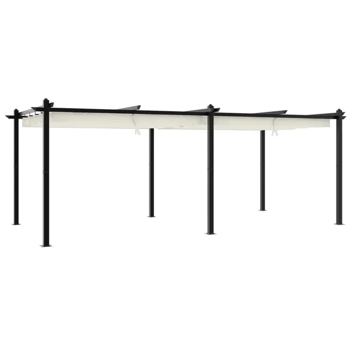 vidaXL Cenador de jardín con techo retráctil aluminio crema 3×6 m