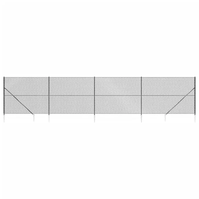 vidaXL Cerca de alambre con pinchos de anclaje gris antracita 1,4×10 m (2)