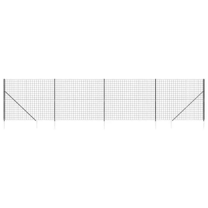 vidaXL Cerca de alambre con pinchos de anclaje gris antracita 1,4×10 m (3)