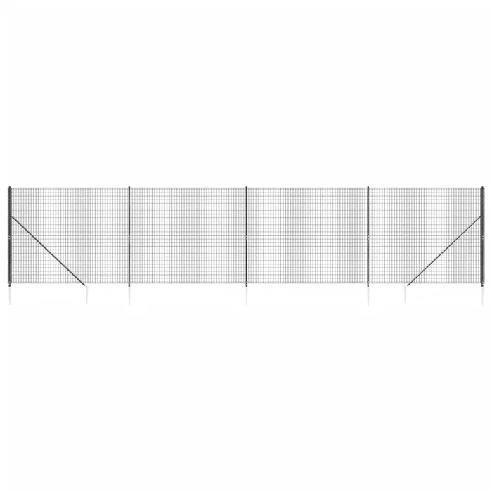 vidaXL Cerca de alambre con pinchos de anclaje gris antracita 1,6×10 m (3)