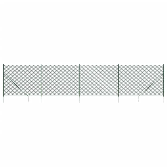 vidaXL Cerca de alambre con pinchos de anclaje verde 1,6×10 m