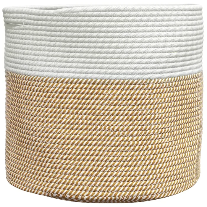 vidaXL Cesta de almacenaje algodón marrón y blanco Ø40×35 cm