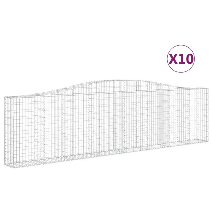 vidaXL Cestas de gaviones 10 uds forma de arco hierro 400x30x100/120cm (2)