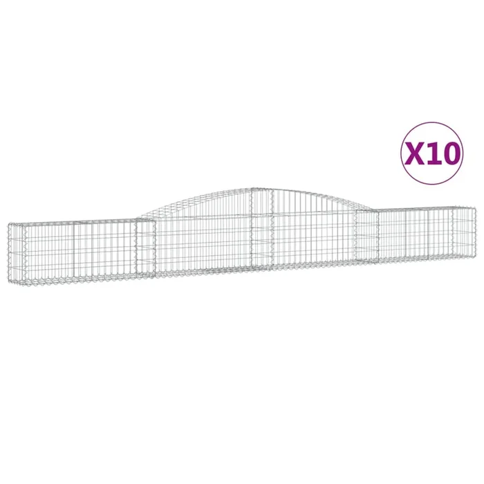 vidaXL Cestas de gaviones 10 uds forma de arco hierro 400x30x40/60 cm